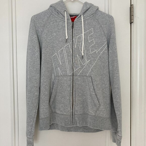 Nike Tops - Nike logo heathered gray zip hoodie